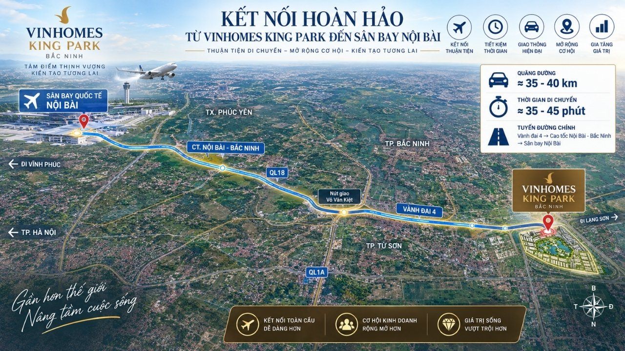 Vinhomes King Park tới sân bay Nội Bài