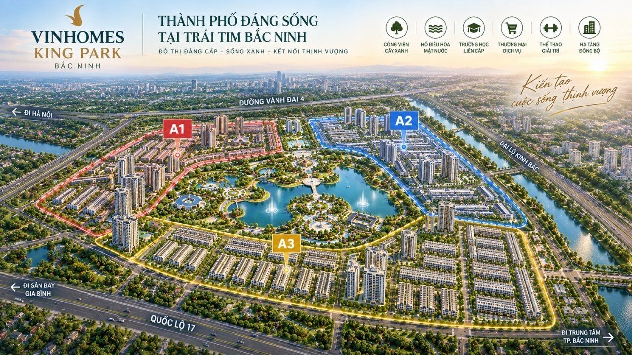 Mặt bằng phối cảnh dự án Vinhomes King Park sau khi hoàn thành